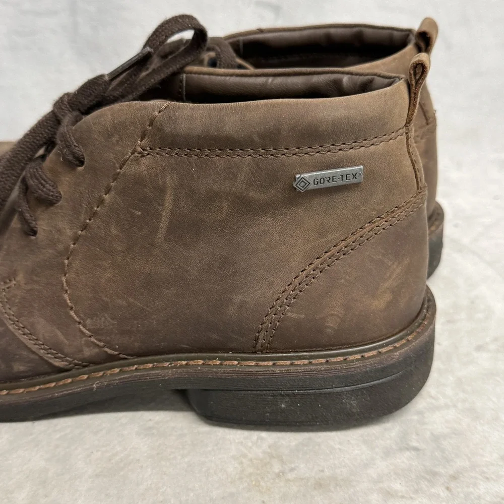 ECCO Boots Mens Size 8 Brown Leather Chukka GORE-TEX Waterproof‎ Comfort Casual